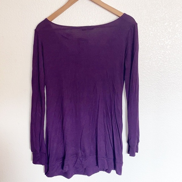 Lilac Deep Cowl Neck Purple Plum Long Sleeve Tunic - Picture 6 of 7